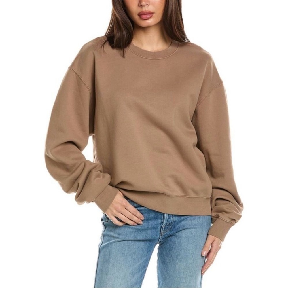 Good American Sweatshirt Crewneck Long Sleeve Pullover Sweater Tan Brown L